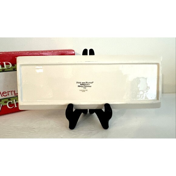 Fitz and Floyd Merry Christmas Serving Tray 12" x 4.5" Hand Painted New In Box - Picture 3 of 5